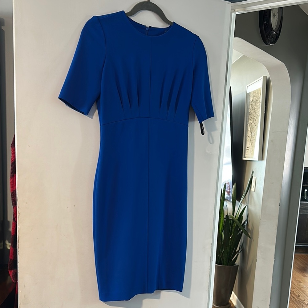 Calvin Klein Blue Sheath Mini Dress Short Sleeve Crew Neck